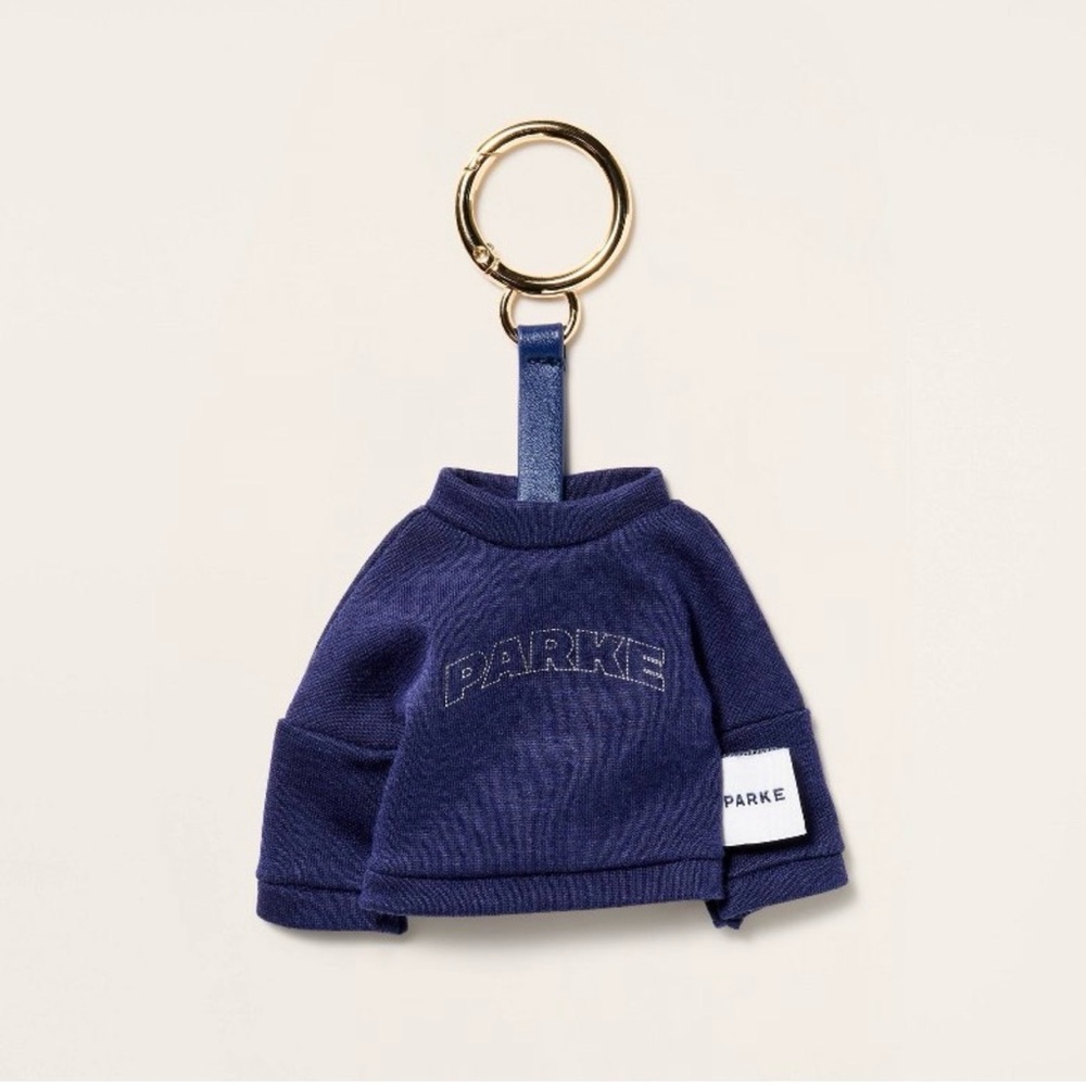 Parke Navy Mini Crewneck Keychain with Gold Ring